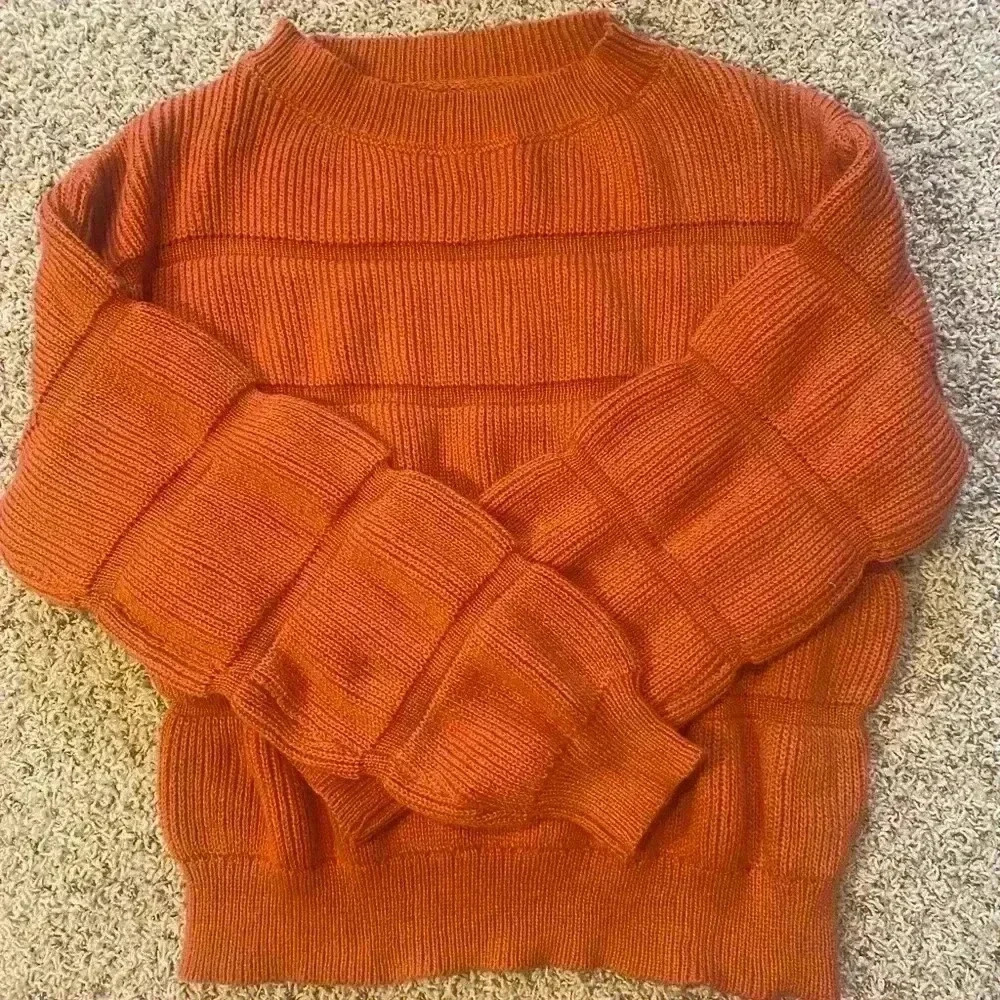 Pretty Garden Rust Balloon Puff Sleeve Cozy Knit Sweater Size M - Picture 6 of 12